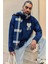 Erkek Desenli Oversize Triko Kazak Lacivert 2