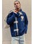 Erkek Desenli Oversize Triko Kazak Lacivert 3