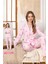 Kadın Fiyonk Desen Düğmeli Saphire Pijama Takımı 0376 Pembe 4