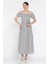 Lvsqvr Madonna Yaka Midi Yırtmaçlı Kuşaklı Keten Elbise Gri (Beden: S) 5
