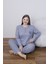 kadın Büyük Beden Desenli Yakası Düğmeli Uzun Kollu Kışlık Pijama Takımı 4