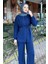 Kadın Birit Düğmeli Pantolon Takım M15807 - Lacivert 6