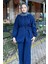 Kadın Birit Düğmeli Pantolon Takım M15807 - Lacivert 7