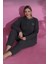 Kadın Kışlık Büyük Beden Yakası Düğmeli Uzun Kollu Interlok Pijama Takımı 4