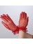 Kısa Boy Likralı Güpürlü Yetişkin Tül Eldiven Kırmızı Renk (5358) 2