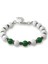 Gümüş Renk Metal Zincirli Küre Kesim Yeşil Beyaz Jade Hematit Doğaltaş Erkek Taraftar Bileklik 1