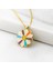 14 Ayar Altın Bahar Tasarımı Gökkuşağı Papatya Kolye 4