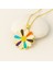 14 Ayar Altın Bahar Tasarımı Gökkuşağı Papatya Kolye 5
