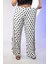 Kadın Büyük Beden Puantiyeli Bağcık Detay Beyaz Pantolon 2