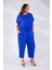 Kadın Büyük Beden 333474 Beli Gipeli Mavi Tulum 3