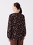 Yeni Sezon Bağlamalı Yaka Çiçekli Uzun Kollu Kadın Bluz 5