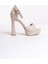 Krem Cilt Kadın Sade Bilekten Tokalı Abiye Orta Kalın Yüksek Klasik Topuklu Ayakkabı 6