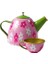 Metal Çay Seti Pembe Çiçek Desen 620 C6 2