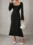 Biyeli Uzun Elbise Siyah 2