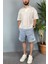 Beli Lastikli Bağcıklı Mavi Kot Şort 2