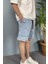 Beli Lastikli Bağcıklı Mavi Kot Şort 4