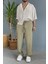 Modal Kumaş Bağcıklı Baggy Pantolon Haki 1