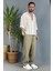 Modal Kumaş Bağcıklı Baggy Pantolon Haki 4