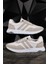 Erkek Spor Sneaker Beyaz ve Taş Rengi Ayakkabı Ortopedik Tabanlı D011 5