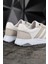 Erkek Spor Sneaker Beyaz ve Taş Rengi Ayakkabı Ortopedik Tabanlı D011 6