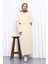 Krem Pelerin Detaylı Uzun Triko Elbise 2