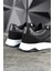 Siyah Erkek Spor Sneaker Ayakkabı Ortopedik Tabanlı D100 7