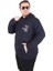 Büyük Beden Kapüşonlu Sweat Double Face Never 25706 Lacıvert 1