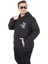 Büyük Beden Kapüşonlu Sweat Double Face Never 25706 Sıyah 1