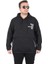Büyük Beden Kapüşonlu Sweat Double Face Never 25706 Sıyah 2