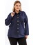 Kot Garnili Lacivert Büyük Beden Kadın Gömlek Ceket 1