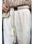 Rahat Kesim Keten Kumaş Bağcıklı Krem Renk Baggy Pantolon 2