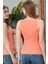Merdiven Yaka Kolsuz Ince Yazlık Turuncu Triko Bluz 5