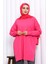 Fuşya Bisiklet Yaka Soğuk İplik Triko Tunik 1