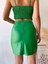 Lvsqvr Tek Yırtmaçlı Arkadan Fermuarlı Deri Etek Yeşil S24475 (Beden: M) 5