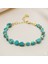 Altın Renk Metal Zincirli Dorika Top Süslemeli Amorf Turkuaz Firuze Doğaltaş Kadın Bileklik 4