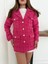 Çok Düğmeli Kemerli Yüksek Kaliteli Astarlı Ceket Fuşya OS255859 6