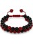 Çift Sıra Makrome Örgülü Küre Kesim Kırmızı Siyah Akik Oniks Doğaltaş Kadın Taraftar Bileklik 1