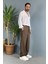 Modal Kumaş Bağcıklı Baggy Pantolon Haki 2