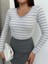Nrtmsa V Yaka Çizgili Bluz Gri A3699 (Beden: L) 4