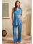 Arias Closet Sıfır Kol V Yaka Kadın Viskon Düz Yazlık Uzun Dantel Detaylı Hamile Pijama Takımı Sabahlık 2