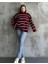 Çizgili Ispanyol Kol Triko Boğazlı Kahve Beyaz Elf 3