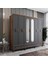 Loren 6 Kapaklı Çekmeceli Gardırop Tamamı Mdf (Antrasit) 2