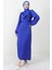 Naz Tesettür Abiye Elbise Saks 3