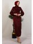 Naz Tesettür Abiye Elbise Bordo 2
