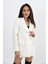 Yakası Püsküllü Düğmeli Tüvit Blazer Ceket - Ekru 3