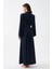Giyim Kadın Uzun Lacivert Saten Sabahlık 5