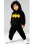Welsoft Siyah Batman Desenli Kapşonlu Yumuşak Peluş Fermuarlı Alt - Üst Çocuk Takımı - 1 Yaş 1