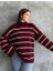 Çizgili Ispanyol Kol Triko Boğazlı Kazak Bordo Elf 2