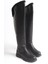 Siyah Deri Binici Diz Üstü Kürklü Kaymaz Taban Fermuarlı Kety Kadın Çizme 5