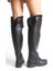 Siyah Deri Binici Diz Üstü Kürklü Kaymaz Taban Fermuarlı Kety Kadın Çizme 7